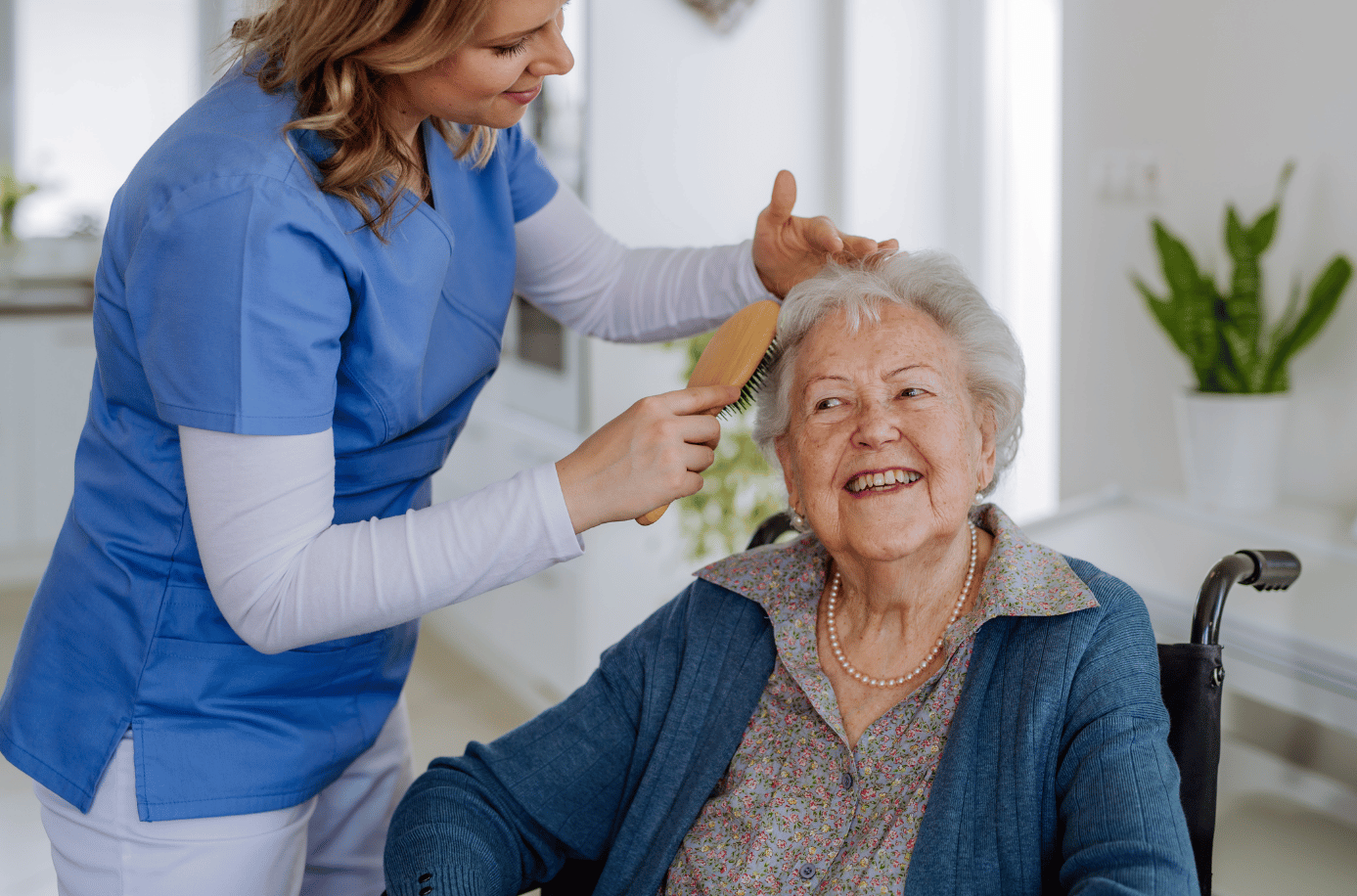 Resident Brushing Hair